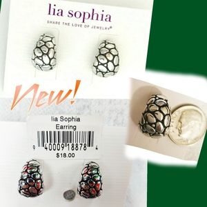 🗺️ Lia Sophia Silver Earrings Pierced New Turtle Shell Silver Tone Discontinued